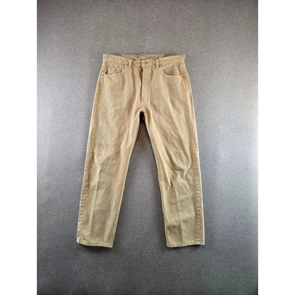 Vintage Levi's 501 Jeans Mens 38x30 Tan Straight Leg‎ Button Fly Made USA 01 Y2K